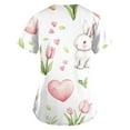 thumbnail image 3 of LISTHA Scrubs for Women Easter V Neck Easter Eggs Print Short Sleeve Scrub Tops Easter Gnomes Casual Nurse Uniforms with Pockets Mint Green S, 3 of 3