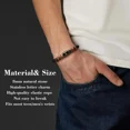 thumbnail image 5 of SUSOLA Men's Natural Tiger Eye Cross Bracelet, A-Z Initial Onyx Beaded Christian Jewelry Gift for Men, 5 of 7