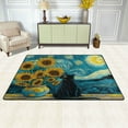 thumbnail image 3 of Area Rugs 72"x48" Indoor Non-Slip Wear Resistant Floor Mats Soft Large Carpets for Living Room Bedroom Home Decor Washable Rug Sunflowers and A Quiet Cat, 3 of 7