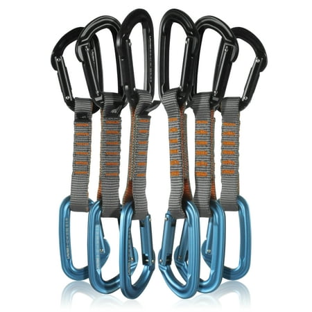 Fusion Climb 6-Pack 11cm Quickdraw Set with Contigua Blue Straight Gate Carabiner/Contigua Black Straight Gate