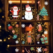 Coolmade Christmas Window Clings 200 Pcs 8 Sheets Christmas Window Stickers Christmas Window Decorations Xmas Holiday Santa Window Decals Clings for Glass Window