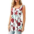thumbnail image 2 of DYMADE Women's Fashion Floral Printed Sleeveless Button Summer Casual Top, 2 of 4