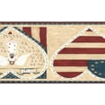 thumbnail image 1 of Dundee Deco Prepasted Wallpaper Border - Patriotic Beige, Red Hearts, Angel, Flag, Alphabet, 15 ft x 7 in, 1 of 5