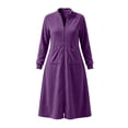 thumbnail image 5 of qolati Zipper Front Robes for Women Soft Full Length Polar Fleece Long Sleeve Housecoat Fall Winter Lightweight Plush Bathrobe with Pockets Purple L, 5 of 6