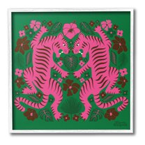 Stupell Industries Tropical Tigers Pattern Animals & Insects Painting White Framed Art Print Wall Art, 12 x 12