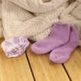 thumbnail image 3 of BambooMN Women's Girl Fuzzy Warm Fluffy Tie-Dye Colorful Fun Ankle Socks - Amethyst - 2 Pairs, 3 of 6