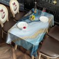 thumbnail image 2 of Blue Marble Gold Wave Pattern Rectangle Tablecloth 60"x120",Waterproof Polyester Rectangle Table Cloth, Wipeable Spillproof Polyester Tablecloth for Dining, Camping, Indoor and Outdoor, 2 of 6