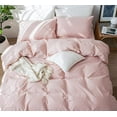thumbnail image 2 of MooMee Duvet Cover Set 100% Washed Cotton Linen Like Textured Breathable 3 Piece (Pale Pink, Full), 2 of 6