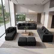 BEHOST 10-Piece Oversized Modular Sectional Sofa Set, 160 Mega U-Shaped Boneless Cloud Couch with Ottomans, Luxury Chenille Fabric Theater Seating, Extra Deep Seat for Living Room, Black
