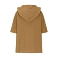 thumbnail image 3 of Lmnyox Women's Shirts with Hood Short Sleeve Loose Button Hoodies Summer Casual Plain Blouses with Pocket, 3 of 6