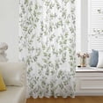 thumbnail image 5 of Green Leaves Sheer Curtains 45 Inches Long, Summer Botanical Elegant Farmhouse Light Filering Curtains, Breathable Simi Curtain Privacy Drapes for Kitchen Bathroom Lightweight Small Window Treatment, 5 of 9