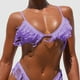 thumbnail image 4 of Trajes de baño triangulares para mujer, conjunto de bikini con borlas y tirantes finos de dos piezas con aros Morado L, 4 of 6