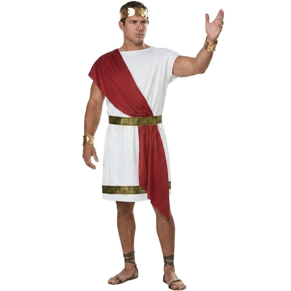 EBaokuup Adult Toga Costume Set, Red Roman Greek God Costume for Men and Women Halloween