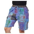 thumbnail image 3 of The Collection Royal Men Hippie Patchwork Bohemian Casual Rave Festival Harem Drawstring Boho Shorts-L, 3 of 5