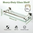 thumbnail image 2 of Bathroom Glass Shelf with Stainless Steel Railing, Polished Chrome Small Tempered Glass Floating Wall Shelf Over The Toilet, 16 inch, 2 of 15