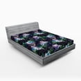 thumbnail image 2 of Ambesonne Space Fitted Sheet, Bohemian Galaxy Sun Moon Art, Queen Size, Dark Purple Green and Mauve, 2 of 5