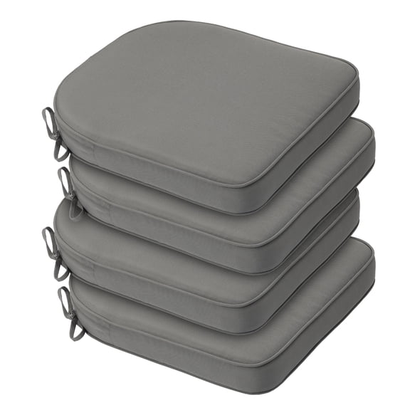BPS 18" x 19" Outdoor Chair Cushion, Fade Resistant Patio Seat Cushion Pads with Ties, Set of 4 - Gray
