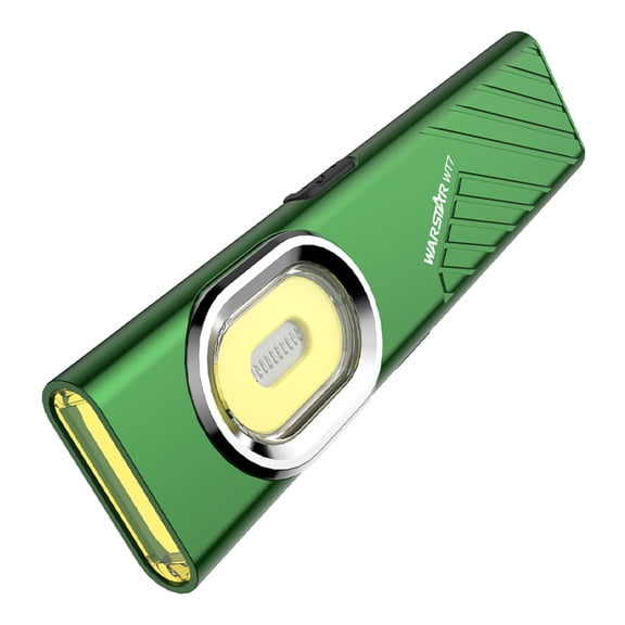 WarStar WT7 EDC Flat Flashlight，700 Lumens White LED Light, with Red Flashing and Side Light, Clip Included, Type-C Rechargeable, 8 Modes, for Outdoor, Emergency, Work (Green)