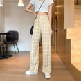 thumbnail image 4 of Harajuku Wide Leg Pants For Women Korean Style High Waist Plaid Wide Pants, 4 of 6