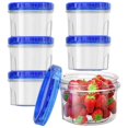 thumbnail image 1 of Contenedores de almacenamiento de alimentos de plástico con tapas superiores giratorias, paquete de 6, sin BPA, apilables, reutilizables, 1 of 4
