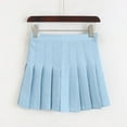 thumbnail image 3 of Girls Women's Pleated Skirt Anti-glare High Waisted College Skater Tennis School A-Line Skirt Uniform Skirts Student Skirt,S-XL,Blue, 3 of 8