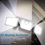 Solar Lights Outdoor, 2 Pack 74 LED 800LM Cordless LED Solar Motion Sensor Lights; 3 Adjustable Heads, 270°Wide Angle Illumination, IP65 Waterproof, Security LED Flood Light(Daylight)