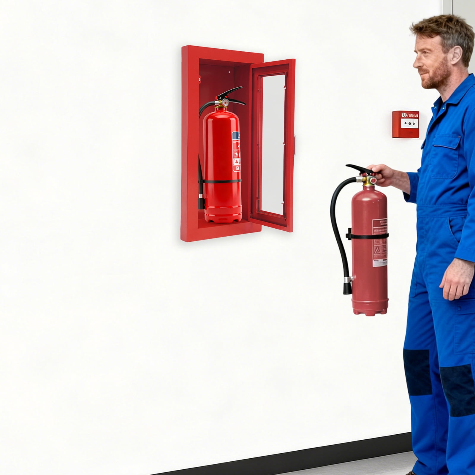 Commercial Fire Extinguisher Cabinet Semi Recessed Extinguisher Wall Cabinet for Commercial, Industrial