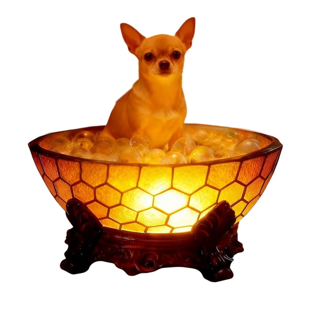 Lámpara de lectura LED con forma de perro, estatua de resina, adorno para baño de perro, luz ambiental para escritorio, estante, mesita de noche o baño, luz nocturna decorativa alimentada