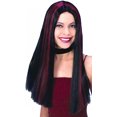 thumbnail image 2 of Adult Womens Costume Long Black and Burgundy Streaked Straight Witch Wig, 2 of 2