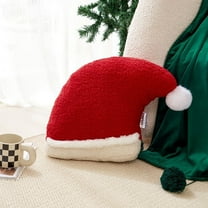 1pcs Santa Hat Pillow，Cute Xmas Santa Shaped Plush Pillow Stuffed Christmas Decor for Party Home Sofa Cushion Bed Decorations(16.5 Inch)