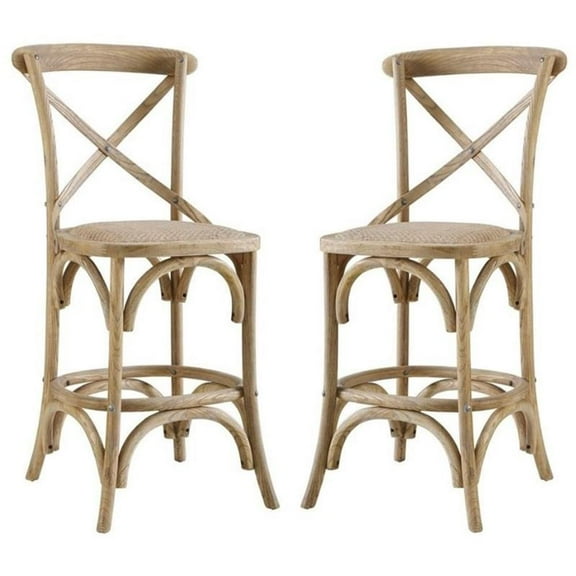 Home Square 2-Piece Furniture 24" Wood Counter Stool Set in Gray Wash