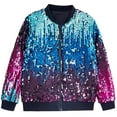 thumbnail image 2 of qolati Girls Sequin Jackets Kids Boys Bomber Jacket Zip Up Coat Sparkly Outwear Glitter Birthday Party Holiday Clothes, 2 of 3