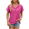 thumbnail image 2 of Fesfesfes Womens Shirt Women's V- Neck Hollow Out Recreational Short Sleeve Tops Blouse Women Shirts XL(US:10), 2 of 5