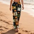 thumbnail image 4 of IYYVV Womens Halloween Pajamas Pant Funny Pumpkin Graphic Drawstring Sleepwear Halloween Stretch Lounge Ghost Face Trendy Clothes Green M, 4 of 6