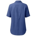 thumbnail image 4 of Linen Tops for Women Summer Gauze Shirts Button Down Short Sleeve V Neck Blouses Dressy Casual Tunic Clothes Dark Blue XXL, 4 of 8