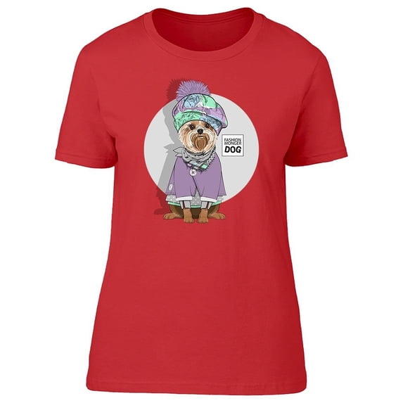 Fashion Dog With Purple Outfit Tee Women's -Image by Shutterstock