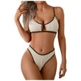 thumbnail image 2 of Linfrsh Sexy Bikinis for Women V Neck Knot Twist Front Push Up High Waisted Cheeky Two Piece Swimsuit White,XL, 2 of 6