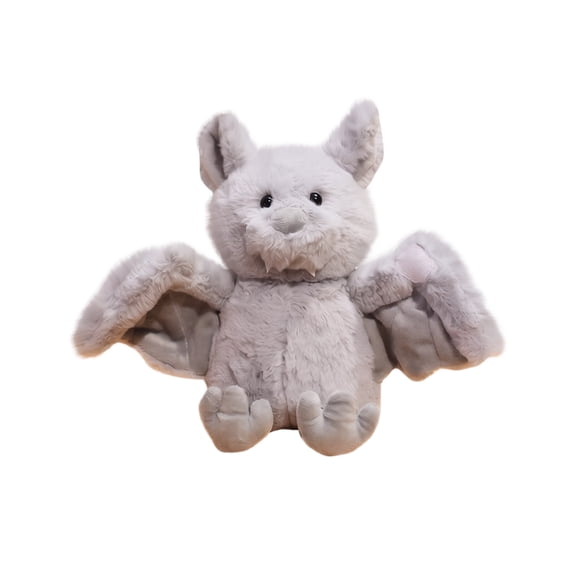 Bat Plush Toy with Spread Wings, Soft Stuffed Animal Doll in Blue Grey Pink and Brown Colors, Adorable Halloween Party Decor and Squeeze Companion