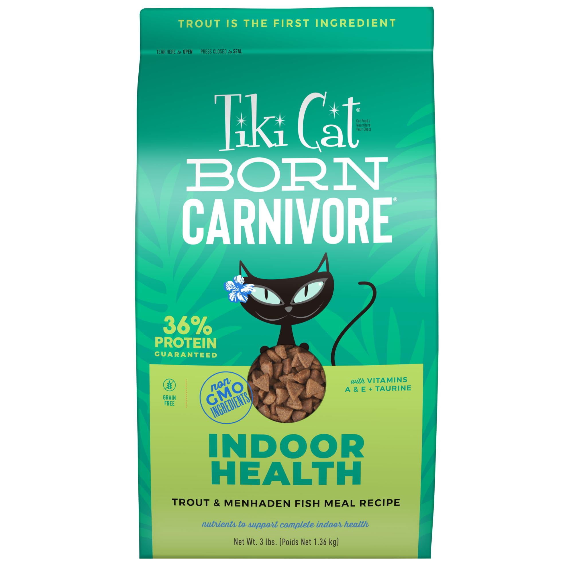 Tiki Cat Born Carnivore Indoor Health Trout & Menhaden Fish Meal Dry Cat Food 3 lbs.