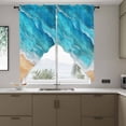 thumbnail image 4 of Ocean Waves Swag Valances for Windows 2 Pack Abstract Gradient Yellow Teal Waves Beach Swag Kitchen Curtains 63 Inches Long Rod Pocket Short Window Treatment for Kitchen Bathroom 36"x63", 4 of 9