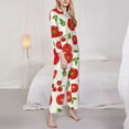 thumbnail image 3 of Pofeuu Fresh Red Tomato Print Womens Pajamas Set Long Sleeve Sleepwear Button Down Nightwear Soft Pj Lounge Sets Button Down Pajamas Women-XX-Large, 3 of 7