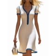 thumbnail image 3 of Dresses for Women Casual Summer V Neck Dress Short Sleeve Clothes White S, 3 of 6