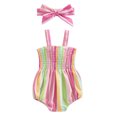 thumbnail image 1 of Monos Para BebéS NiñAs Mameluco De La Honda Sin Mangas Sin Espalda A Rayas Playsuit Con Diadema XBTCLXEBCO Rosado Rojo Rosa；3-6 Meses, 1 of 4