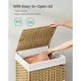 thumbnail image 2 of 31.7 Gallon Rolling Laundry Hamper with Wheels & Removable Liner, Synthetic Rattan Storage Basket, 18.1x15.7x26 Inches, Natural, 2 of 5