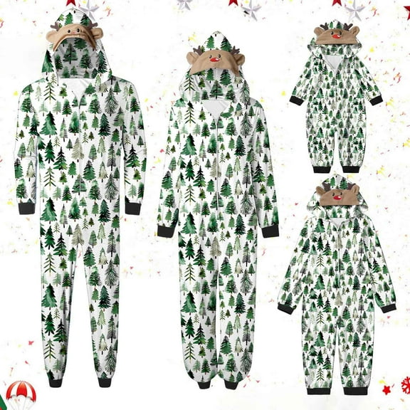 Odeerbi Christmas Onesie Pajamas for Family Holiday Sleep Jumpsuit Long Sleeve Family Christmas Pajamas Matching Sets Dad Fashion Lattice Print Plush Jumpsuit Sleepwear PJs Set Green