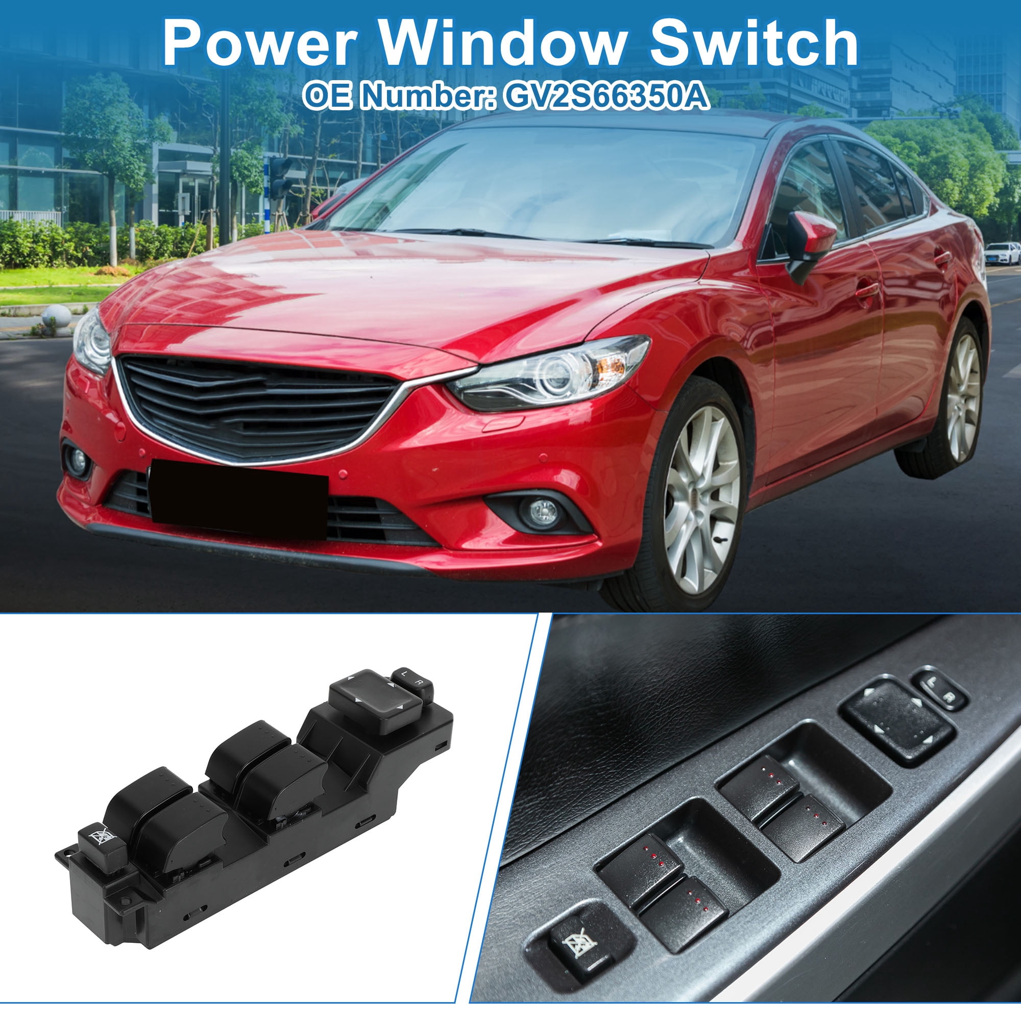 Unique Bargains Car Power Window Switch No.GV2S66350A Front Left Driver Side