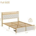 thumbnail image 3 of Full Size Upholstered Platform Bed Frame with RGB LED Lights and 2 Storage Drawers, Metal Platform Bed with USB Ports & Outlets, Noise-Free Design, No Box Spring Needed, Beige, 3 of 9