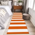 thumbnail image 5 of Burnt Orange Striped Large Area Rugs for Bedroom Living Room, Soft Non Slip Carpet Bedside Rug, Thanksgiving Orange White Stripes Rectangular Floor Cover Kitchen Accent Rug 2'x6' for Office, 5 of 9
