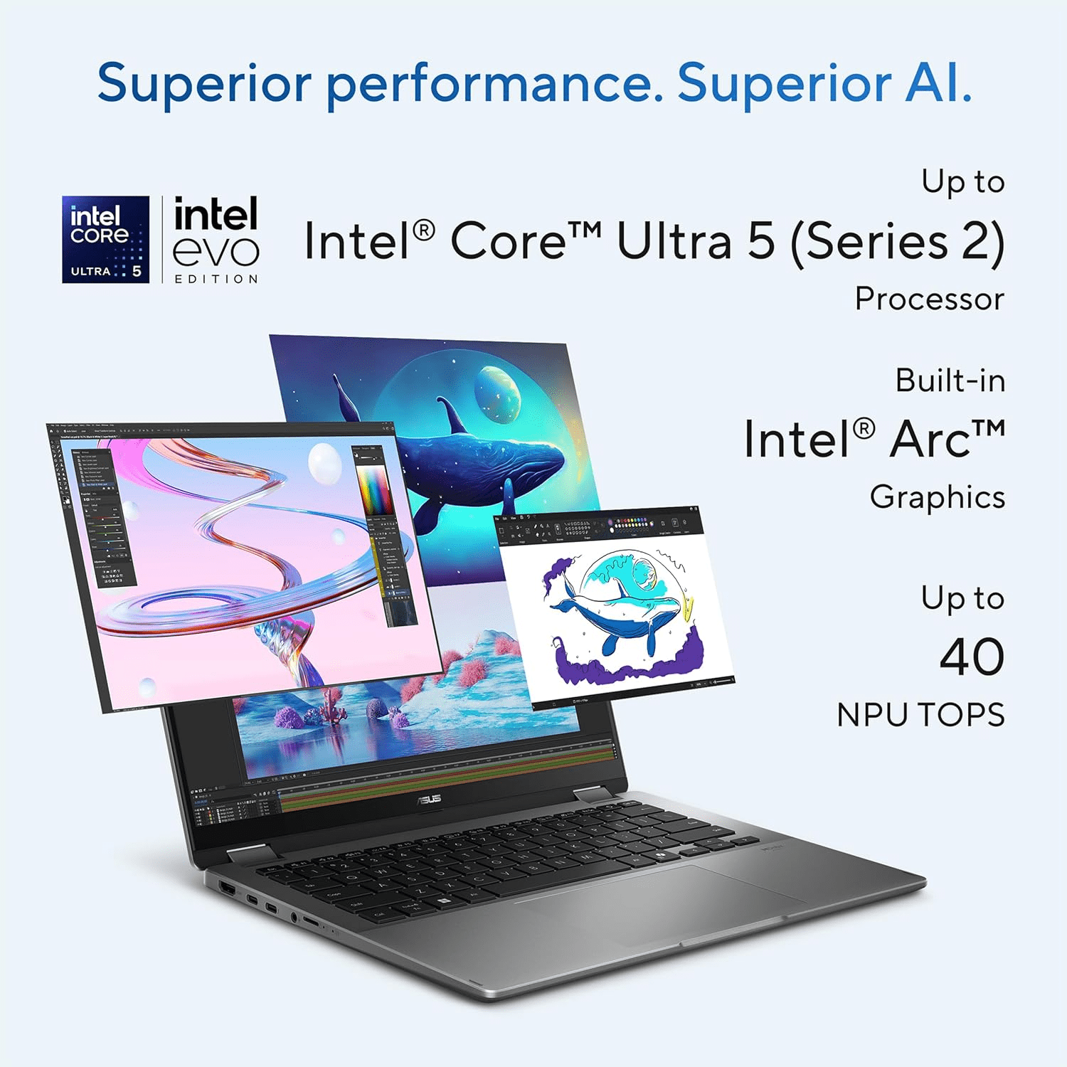 ASUS Vivobook 14 Flip Laptop Copilot+ PC, 14” OLED WUXGA Touchscreen, 8-Core AI Intel Core Ultra 5 226V, Intel Arc Graphics, 16GB RAM 512GB SSD, Win 11 H, Matte Gray, TP3407SA-ES54T, w/Stylus Pen