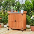 thumbnail image 3 of Renwick Rolling Garden Potting Bench Table with Locking Casters, Brown, 3 of 10